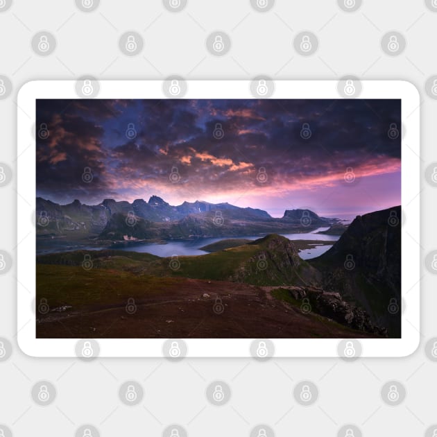 Norway landscape with mountains Sticker by tottlekopp